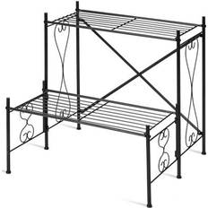 Costway 2-Tier Metal Plant Stand Garden Shelf