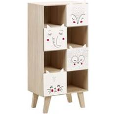 Beliani Shelves Beliani 4 Tier With Drawers Animal Themed Light And White Tupelo Book Shelf