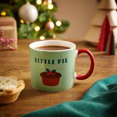 Dunelm Little Pie Green & Red Christmas Mug Sage Cup & Mug