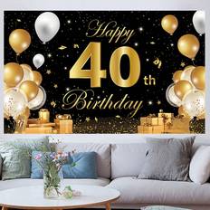 Shein Black And Gold th Birthday Party Photography Backdrop Happy Birthday Theme Perfect As A Photo Booth Background Birthday Party Decoration Supplies th B