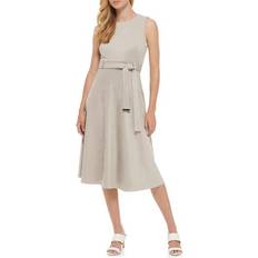 Calvin Klein Midi Dresses Calvin Klein Women's Faux-Suede Belted Midi Dress Latte