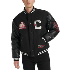 Champion Jackets Champion Men's Logo-Patch Mixed-Media Varsity Jacket Black