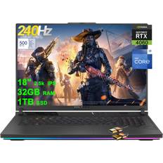 ASUS 32 GB Laptops ASUS ROG Strix G18 G814 Gaming Laptop 18" 24-Core 32GB RAM 1TB SSD GeForce RTX 4060 Graphic Thunderbolt4 RGB Backlit Win11 Black + HDMI Cable