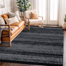 Contemporary Minimalistic Stripe LInes Area Rug 5' x 7' Black