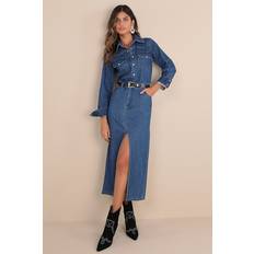 Denim - Midi Dresses Steve Madden Women's Dakoda Denim Maxi Shirtdress Blu