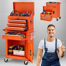 Tool Storage AECOJOY Rolling Tool Chest Organizer with Wheels Orange