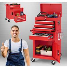 Tool Storage AECOJOY Rolling Tool Chest Organizer with Wheels Red