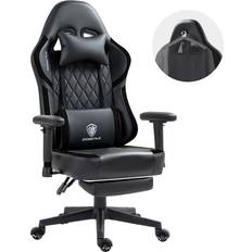 Gaming Chairs Dowinx Gaming Chair with Pocket Spring Cushion, Massage Game Chair Pu Leather with Headrest and Hanger, Ergonomic Computer Chair with Footrest 300lbs for Adult, Black