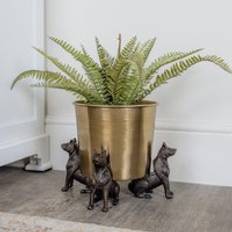 Pots, Plants & Cultivation Melody Maison Set Of 3 Metal Dog Plant Pot Feet - Gold