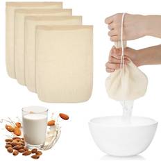 WLLHYF 4 Pack Cotton Nut Milk Bag 12"8 Inches Fine Mesh Cheese Cloth Multiple Usage Reusable Food Tea Strainer