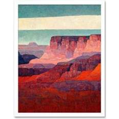 White Framed Art ARTERY8 Modern Canyon Style Arizona Landscape Painting 43 cm H x 33 cm W Framed Art