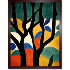 Brown Framed Art Autumn Trees Minimalist Matisse Print - Brown Paper 43 cm H x 33 cm W Framed Art