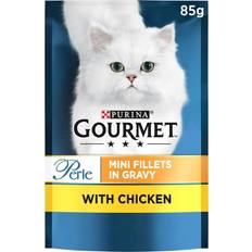 Purina Gourmet perle wet cat food mini fillets chicken in gravy 26 x 85g pouches feed