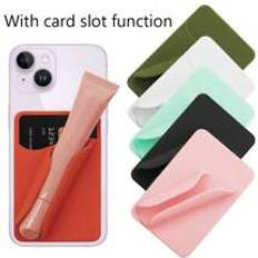 Shein 2-In-1 Lipstick Holder With Card Sleeve For Cell Phone,Adhesive Silicone Credit Card Wallet And Lipgloss Holder For Back Of Phone Stick On Case