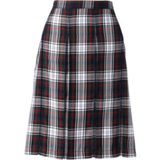 Lands' End Women Skirts Lands' End Women's School Uniform Plaid Box Pleat Skirt Top of the Knee Evergreen/white plaid