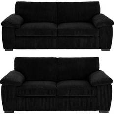 B&Q Furniture B&Q Amalfi Jumbo Cord 3 & 2 Seater Black Sofa
