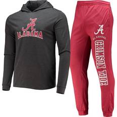 Clothing Concepts Sport Heather Charcoal Alabama Tide Meter Long Sleeve Hoodie T-Shirt Jogger Pajama Set Crimson, NCAA Men's Tops