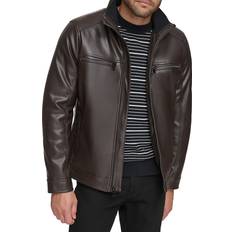 Calvin Klein Outerwear Calvin Klein Men's Faux Leather Biker Jacket Brown