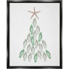 Stupell Industries Flip Flop Beachy Christmas Tree Black Framed Art 17x21"