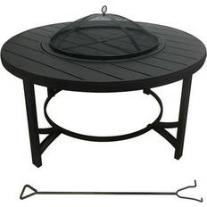 Living Accents 36 in. W Steel Round Wood Fire Table