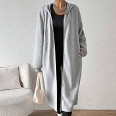 Shein Coats Shein MidLength Hooded Coat With Fleece Lining - Gray