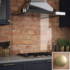 Handwash Splash Guards Splashback with Brushed Brass Caps 900 x 750mm in Clear Splash Guard