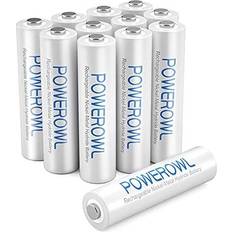 Powerowl AAA Rechargeable Batteries 12 Pack, High Capacity Rechargeable AAA Batteries 1000mAh 1.2V NiMH Low Self Discharge