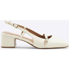 River Island Womens Beige Buckle Back Heeled Court Shoes