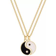 Yin Yang par-halsband med matchande hängen Guld st