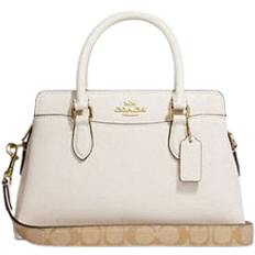 Coach Mini Darcie Carryall Bag with Signature Canvas Detail - Gold/Chalk