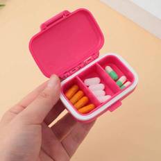 Medical Aids on sale Shein Wheat Straw Small Medicine Container Grid Travel Pill Box With Sealing Ring Daily Pill Box Portable Medicine Pill Box Pill Container First Aid Kit Tr