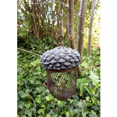 Silver Garden Ornaments Inspirational Gifting Acorn Bird Feeder Hanging With Mesh - Silver - One Size