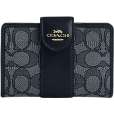 Coach Medium Corner Zip Wallet In Signature Jacquard - Gold/Navy/Midnight Navy