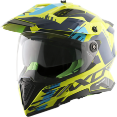 Axor x-cross adventure moto motorcycle motorbike helmet blue yellow graphic