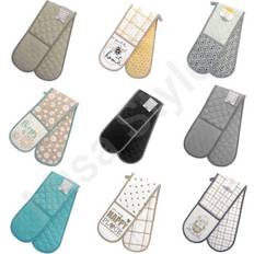 Country Club 100% Cotton Luxury Double Oven Gloves Padded Heat Resistant Pot Holders