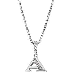 David Yurman Initial Pendant Necklace - Silver/Diamonds