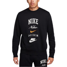 Nike Club Fleece Men's Long Sleeve Crew Neck Sweatshirt - Black/Safety Orange