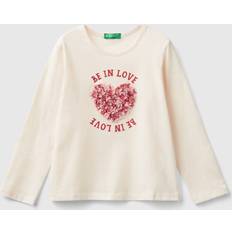 Benetton T-shirt Con Applicazione Effetto Petali Écru