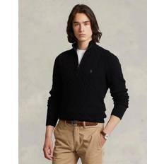 Polo Ralph Lauren Wool/Cashmere Cable Half Zip Polo Black Schwarz Half-zip Grösse: