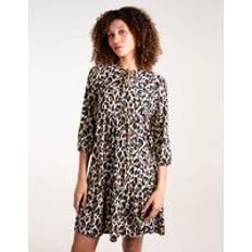 Leather Dresses Blue Vanilla Leopard Print Tie Smock Mini Dress Multi