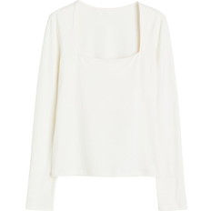 Elastane/Lycra/Spandex - Women Blouses H&M Long-Sleeved Jersey Top - White