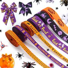 Orange Gift Wrap Ribbons 6 rolls halloween grosgrain ribbons for wrapping gifts, happy halloween style6