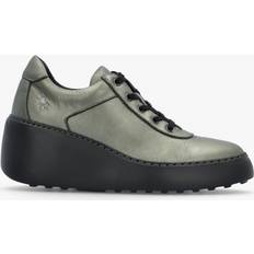 Fly London Trainers Fly London Dipo Graphite Leather Wedge Trainers 41, Colour: Pewt