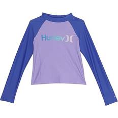 L UV Clothes Children's Clothing Hurley girls Long Sleeve Rash Guard Shirt, Purple Pulse