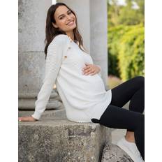 Seraphine Cream Ribbed Cotton Maternity & Nursing Jumper