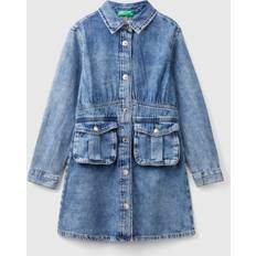 L Dresses Children's Clothing Benetton Kids' Denim Shirt Dress, Blue