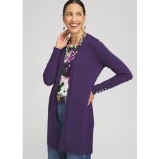 Elastane/Lycra/Spandex Cardigans Chico's Women's Classic Open Front Cardigan Sweater in Purple 12/14