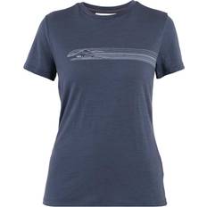 Icebreaker Merino Tech Lite Ii Camping Lines Short Sleeve T-shirt Grey Woman