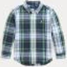 L Skjorter Polo Ralph Lauren Kids' Check Cotton Oxford Shirt, White/Green