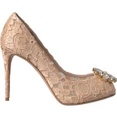 Schoenen Dolce & Gabbana Beige Taormina Krystall Hæler Pumper Sko